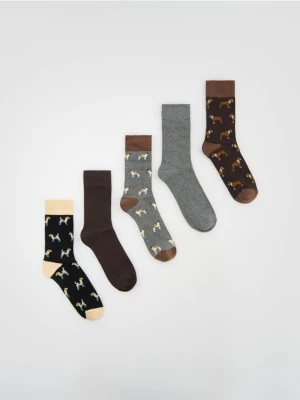 Reserved - 5 pack skarpet - brązowy