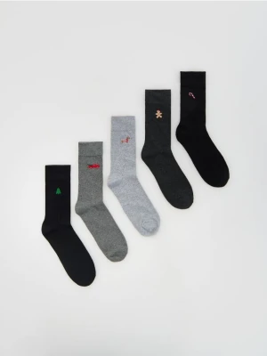 Reserved - 5 pack świątecznych skarpet - szary