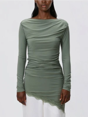 Reserved - Asymetryczna bluzka - oliwkowy