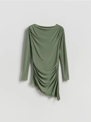 Reserved - Asymetryczna bluzka - oliwkowy