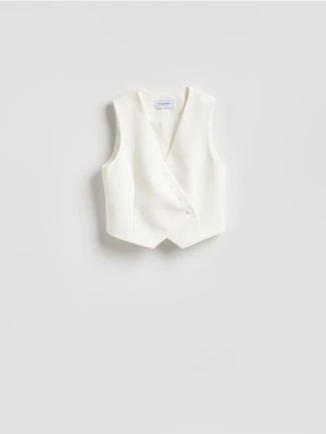 Reserved - Asymetryczna kamizelka garniturowa - biały