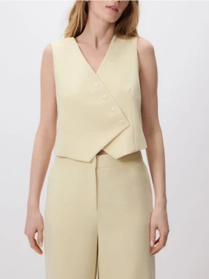 Reserved - Asymetryczna kamizelka garniturowa - jasnożółty