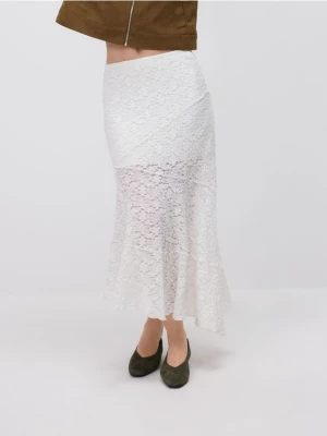 Reserved - Asymetryczna spódnica midi - złamana biel