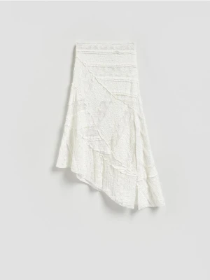 Reserved - Asymetryczna spódnica midi - złamana biel