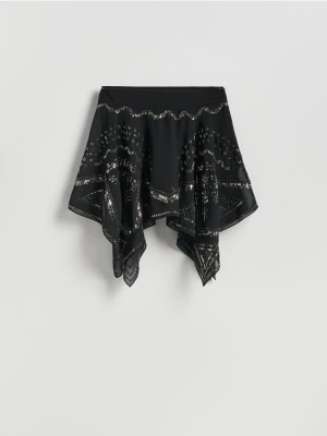 Reserved - Asymetryczna spódnica mini - czarny