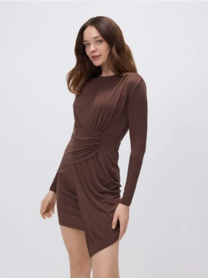 Reserved - Asymetryczna sukienka - ciemnobrązowy