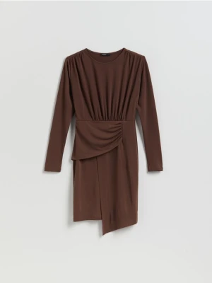 Reserved - Asymetryczna sukienka - ciemnobrązowy
