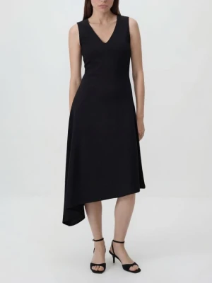 Reserved - Asymetryczna sukienka midi - czarny