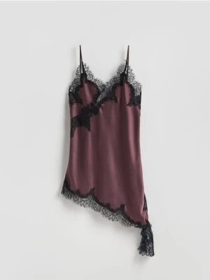 Reserved - Asymetryczna sukienka mini - burgundowy