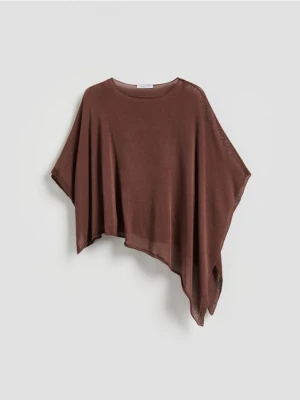 Reserved - Asymetryczne ponczo z lyocellem - ciemnobrązowy