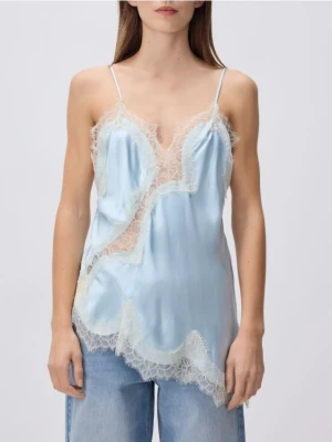 Reserved - Asymetryczny top z koronką - jasnoniebieski
