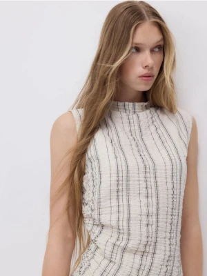 Reserved - Asymetryczny top z wiskozą - beżowy