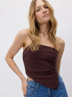 Reserved - Asymetryczny top z wiskozy - brązowy