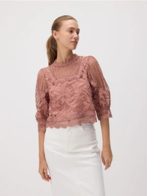 Reserved - Ażurowa bluzka - brudny róż