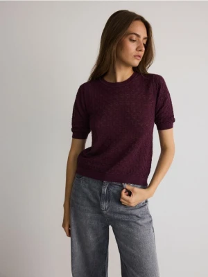 Reserved - Ażurowa bluzka - ciemnofioletowy