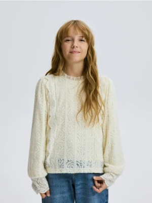 Reserved - Ażurowa bluzka - kremowy