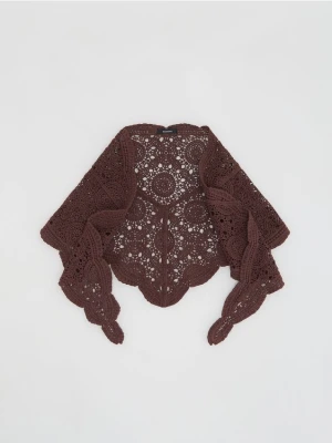 Zdjęcie produktu Reserved - Ażurowa chusta z bawełny - ciemnobrązowy