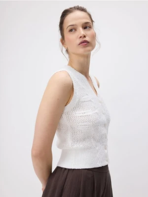 Reserved - Ażurowa kamizelka - biały