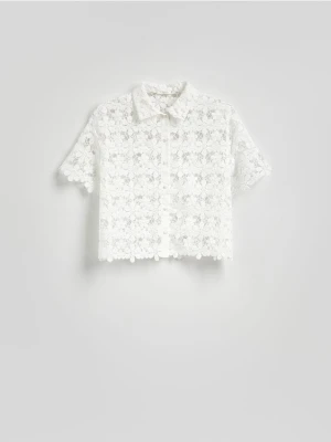 Reserved - Ażurowa koszula - biały