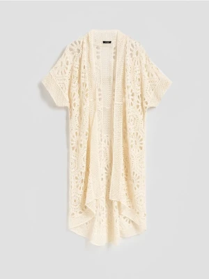 Reserved - Ażurowa narzutka plażowa - złamana biel