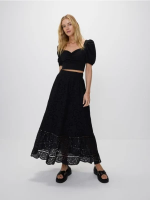 Reserved - Ażurowa spódnica maxi - czarny