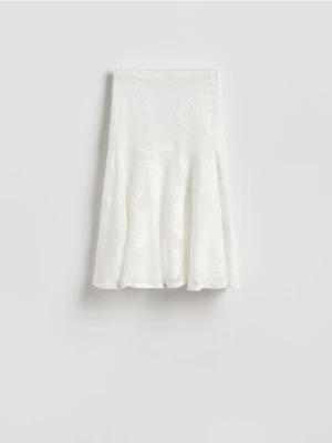 Reserved - Ażurowa spódnica midi - biały