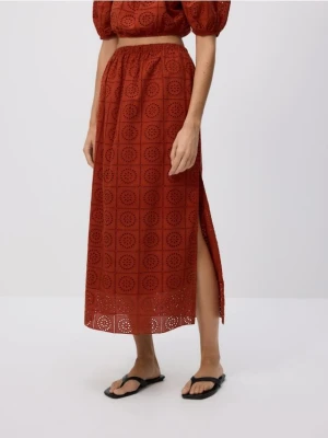 Reserved - Ażurowa spódnica z rozcięciami - intenstywna czerwień