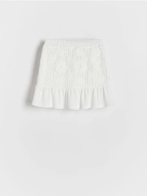 Reserved - Ażurowa spódnica - złamana biel