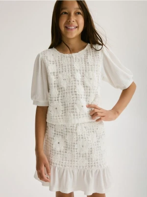 Reserved - Ażurowa spódnica - złamana biel