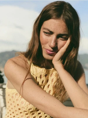 Reserved - Ażurowa sukienka - jasnożółty