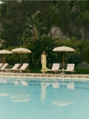 Reserved - Ażurowa sukienka - jasnożółty