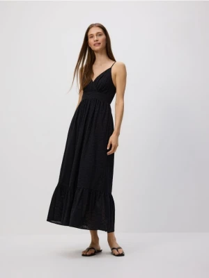 Reserved - Ażurowa sukienka maxi - czarny