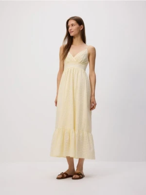 Reserved - Ażurowa sukienka maxi - jasnożółty