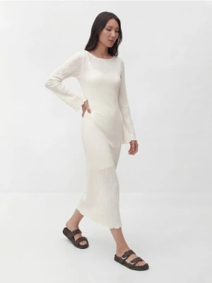 Reserved - Ażurowa sukienka maxi - złamana biel