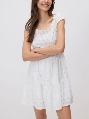 Reserved - Ażurowa sukienka mini - biały