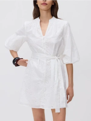 Reserved - Ażurowa sukienka mini - biały