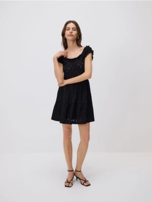 Reserved - Ażurowa sukienka mini - czarny