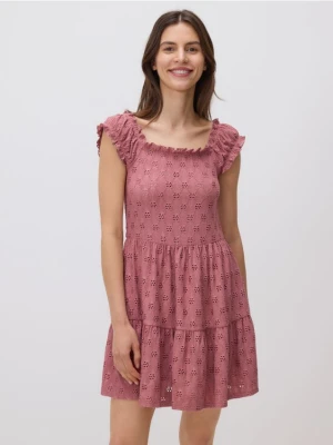 Reserved - Ażurowa sukienka mini - jasnofioletowy