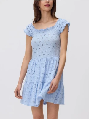 Reserved - Ażurowa sukienka mini - jasnoniebieski