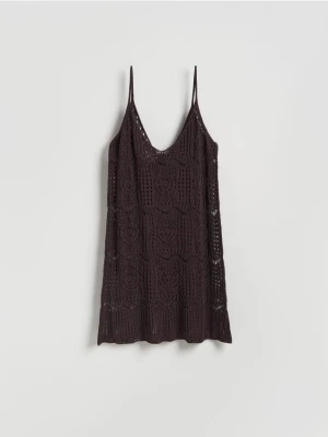 Reserved - Ażurowa sukienka plażowa - ciemnobrązowy