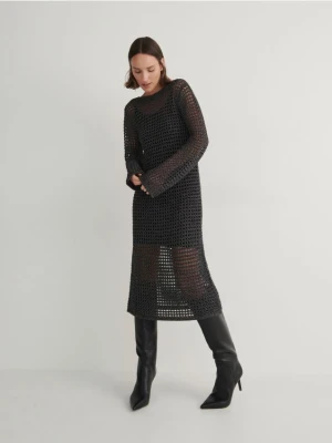 Reserved - Ażurowa sukienka z metalizowaną nicią - czarny