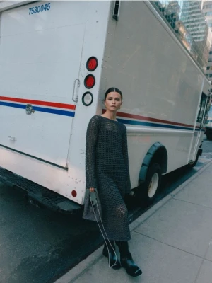 Zdjęcie produktu Reserved - Ażurowa sukienka z metalizowaną nicią - czarny