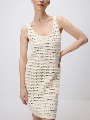 Reserved - Ażurowa sukienka - złamana biel