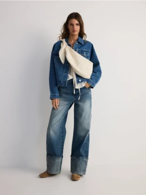 Reserved - Ażurowa torebka hobo - złamana biel