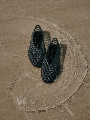 Reserved - Ażurowe baleriny - ciemnoszary