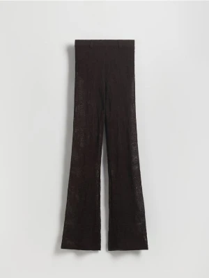 Reserved - Ażurowe spodnie flared - ciemnobrązowy