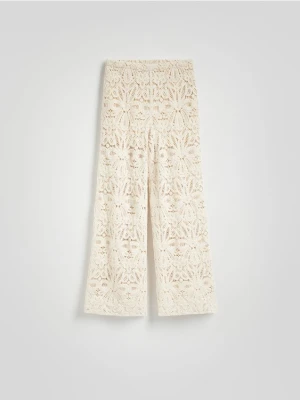 Reserved - Ażurowe spodnie - kremowy