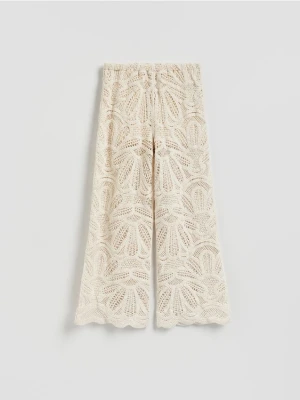 Reserved - Ażurowe spodnie - kremowy