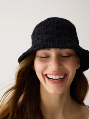 Reserved - Ażurowy kapelusz bucket - czarny