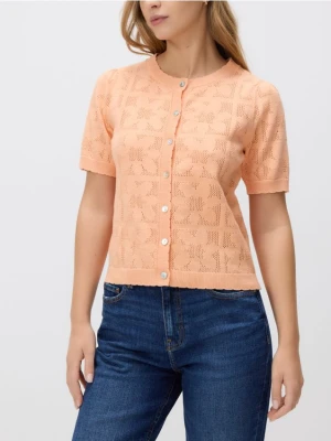 Reserved - Ażurowy kardigan - jasnopomarańczowy